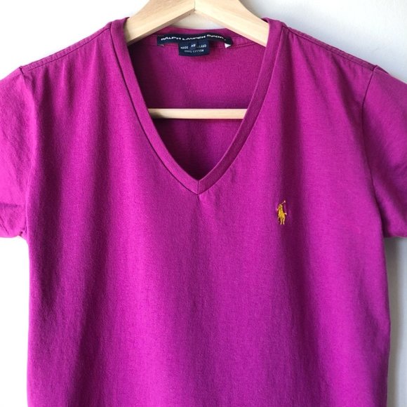 2 Ralph Lauren Sport V-Neck T-Shirt Purple Navy XS - Picture 6 of 12